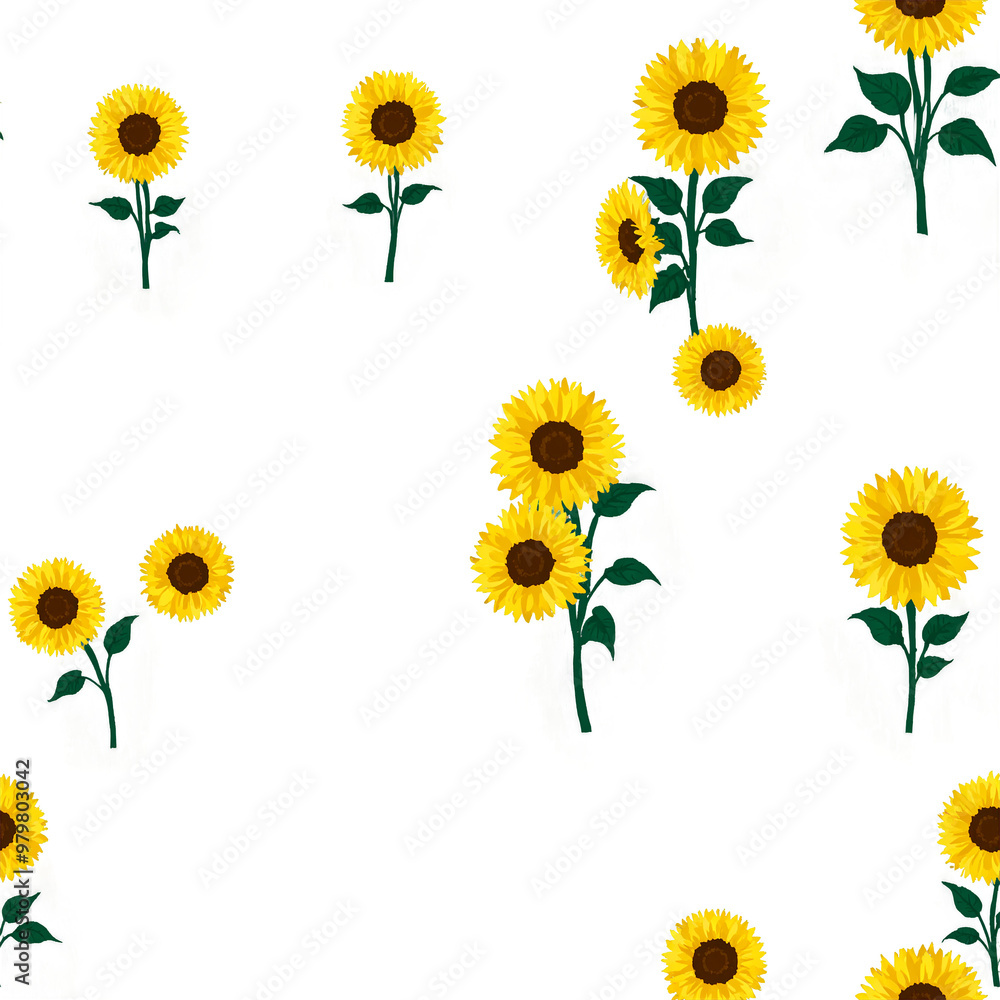 set of sunflowers and flowers