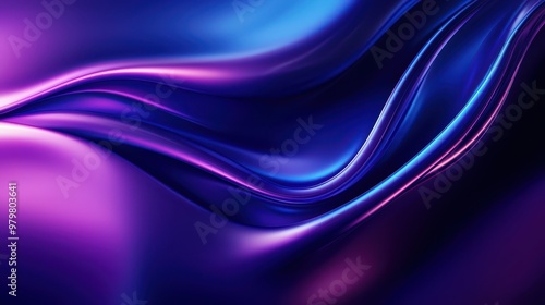 Abstract vibrant waves of purple and blue light create a stunning visual effect, perfect for backgrounds and artistic designs.