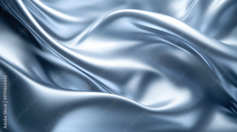 Fototapeta premium Elegant blue silk fabric flowing gracefully, showcasing smooth textures and rich colors, ideal for backgrounds and textile designs.
