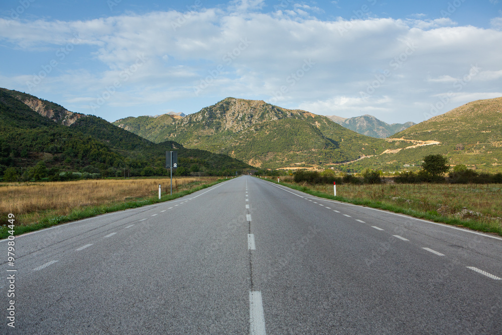 Fototapeta premium Mountain landscape in Albania. The beautiful summer nature in Europe. Adventure travel in Albania.