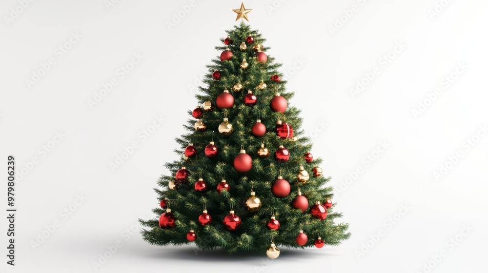 Beautiful Christmas tree decorated with red and golden ornaments, perfect for holiday celebrations and festive home decor. Beautiful Christmas tree decorated with red and golden ornaments, perfect for holiday celebrations and festive home decor.