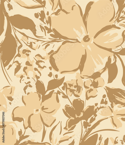 Flowers seamless pattern. vector illustration. Abstract flowers, floral vector with leaves