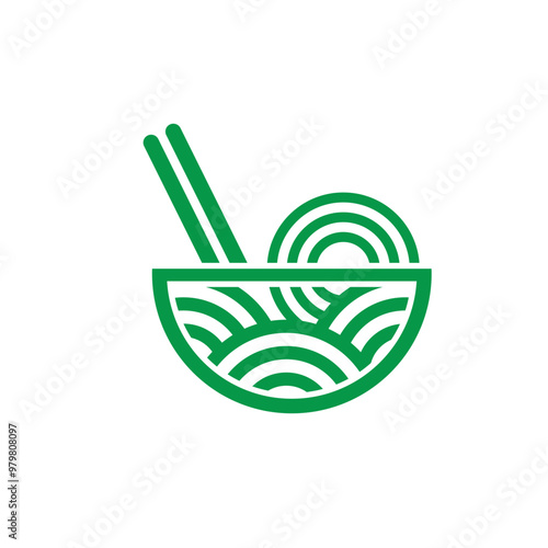 Template Bowl Noodles Vector Logo Illustration. The illustration suitable for any business related to ramen, noodles, fast food restaurant, or any other business related.