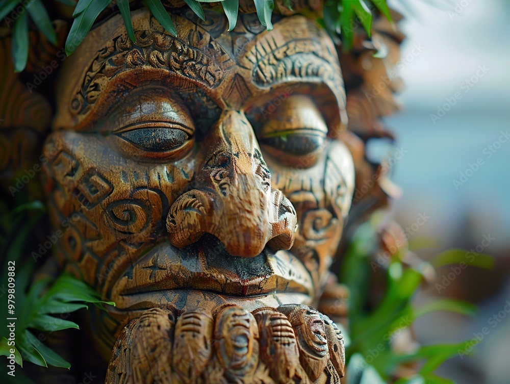 Intricate Wooden Carving: Polynesian Tribal Art Intricate Wooden Carving: Polynesian Tribal Art