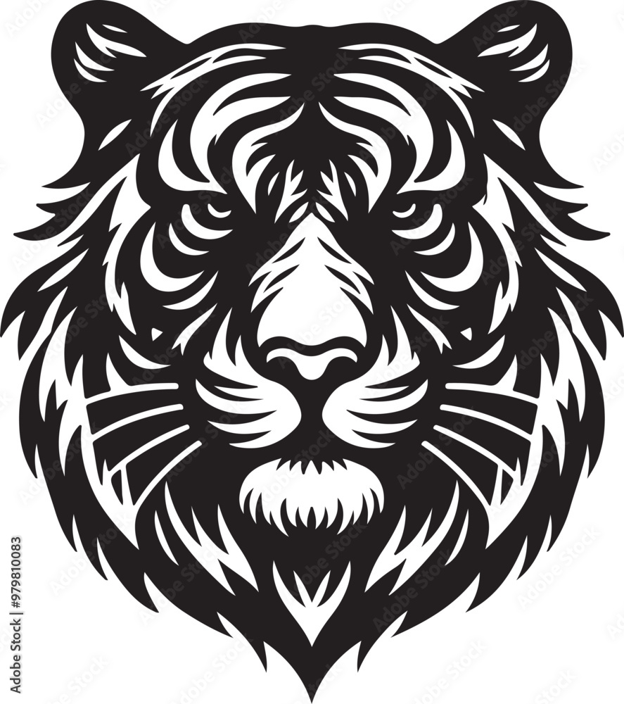 Tiger head silhouette vector art illustration Tiger head silhouette vector art illustration