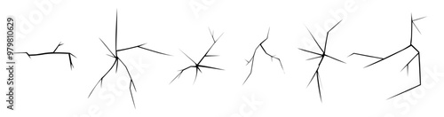 Crack wall ar glass texture effect. Vector line illustration