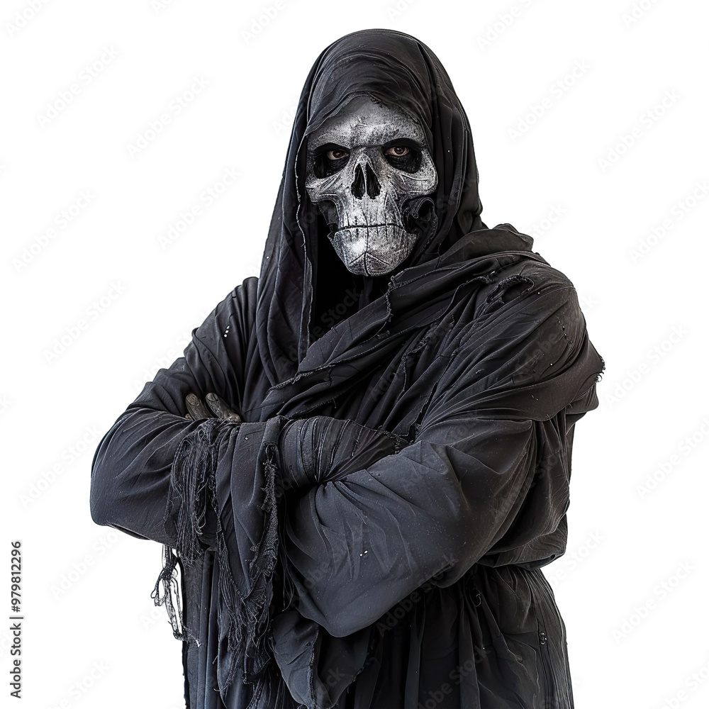 Front view Grim Reaper isolated on a white background. Front view Grim Reaper isolated on a white background.