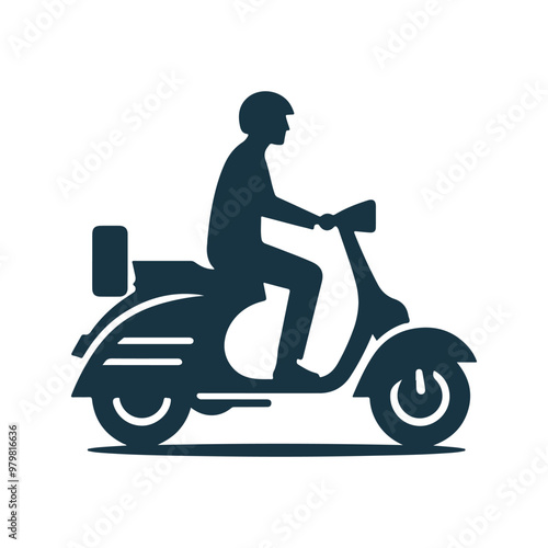 Vintage Scooter Silhouette Clipart Vector Illustration