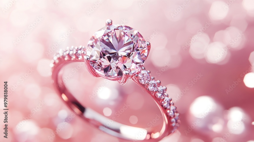 A sparkling diamond engagement ring on a soft pink background, symbolizing love and commitment. A sparkling diamond engagement ring on a soft pink background, symbolizing love and commitment.