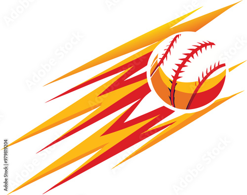 Baseball stylized t shirt design representing motion. AI generative.