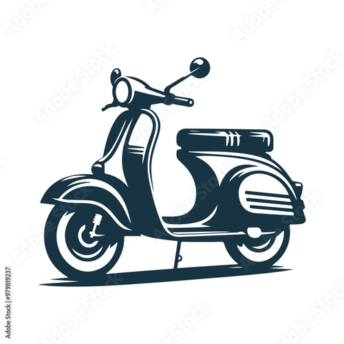 Vintage Scooter Silhouette Clipart Vector Illustration