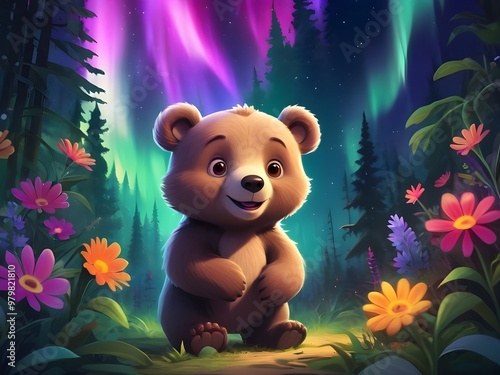 Cute baby bear in the jungle, Cute animals, Cartoon bears, Cute baby animals for kids