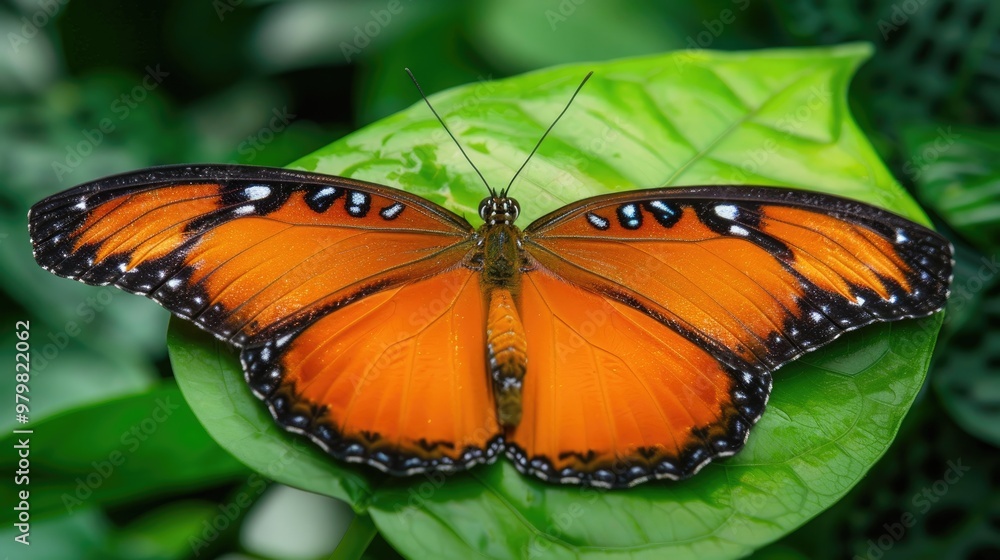 An Orange Queen Butterfly Resting on a Leaf An Orange Queen Butterfly Resting on a Leaf
