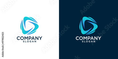 abstract play icon logo design vector