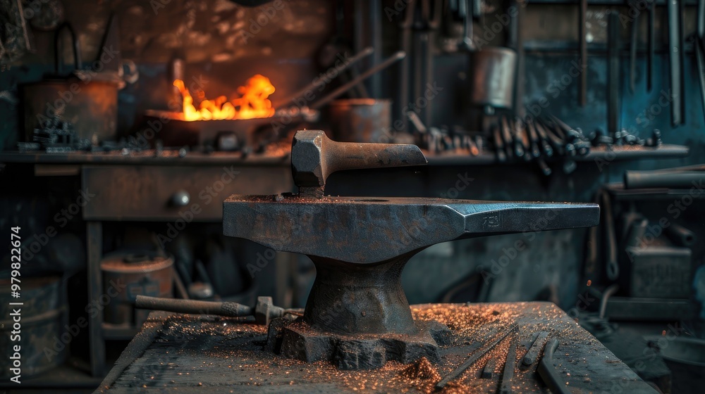 Anvil and hammer workshop of a blacksmith Anvil and hammer workshop of a blacksmith