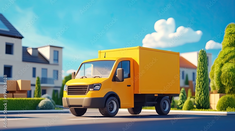 Obraz premium Minimalistic 2D animation of a parcel delivery service with smooth, engaging visuals and a clear, uncluttered background