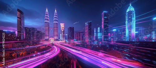 Vibrant Cityscape with Neon Lights