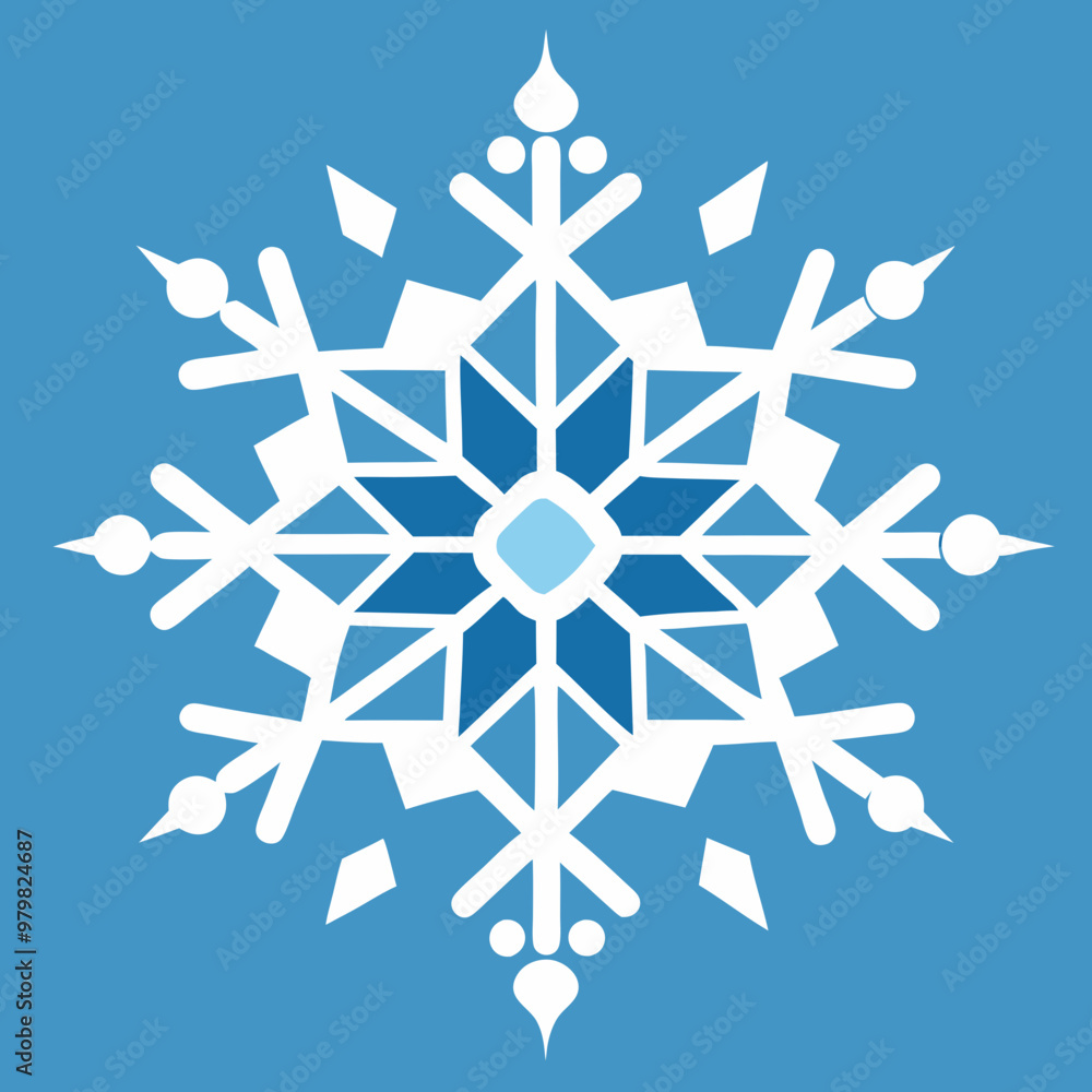 Snowflake Pattern Vector Illustration - Cartoon, Clipart & Line Art Design Snowflake Pattern Vector Illustration - Cartoon, Clipart & Line Art Design