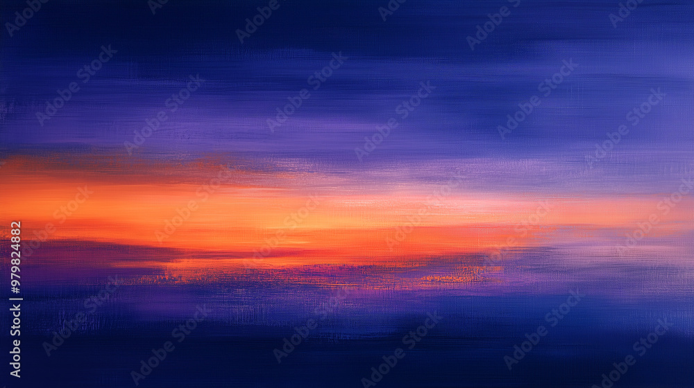 Fototapeta premium Blurry horizon blending sunset tones with deep twilight colors, atmospheric scene