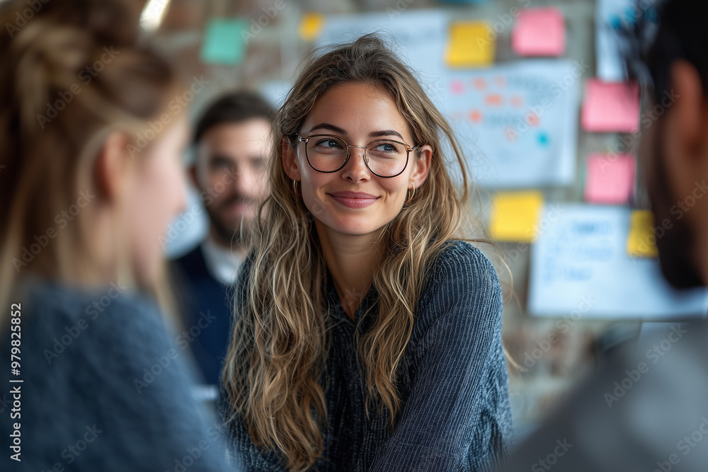 Smiling Woman in Glasses at a Business Meeting Smiling Woman in Glasses at a Business Meeting