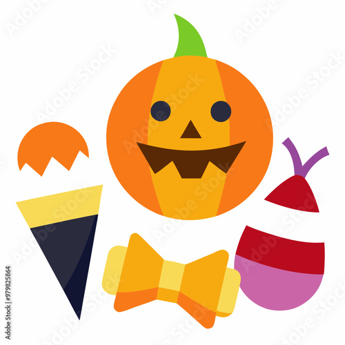 Candy Corn & Halloween Treats Vector Illustration – Cartoon, Clipart, Line Art photo