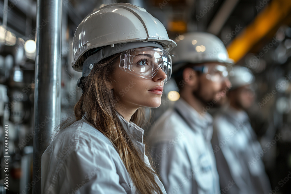 Safety First: Female Worker in Industrial Setting Safety First: Female Worker in Industrial Setting