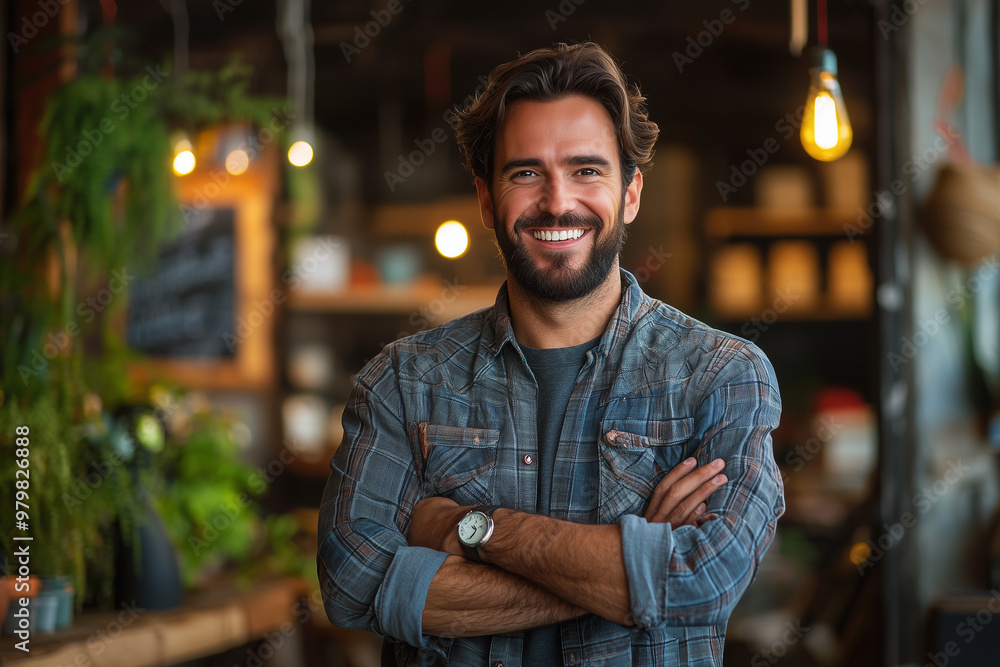 Confident Man Smiling in His Shop - Portrait of a Small Business Owner Confident Man Smiling in His Shop - Portrait of a Small Business Owner