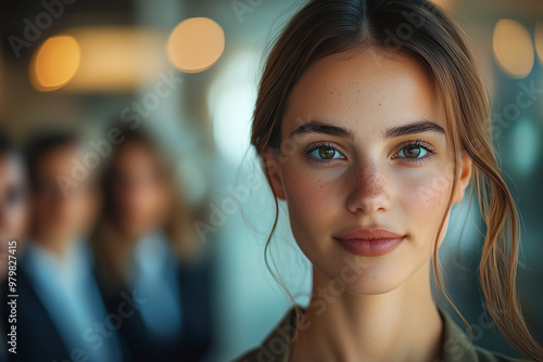 Close-up Portrait of a Young Woman with Freckles