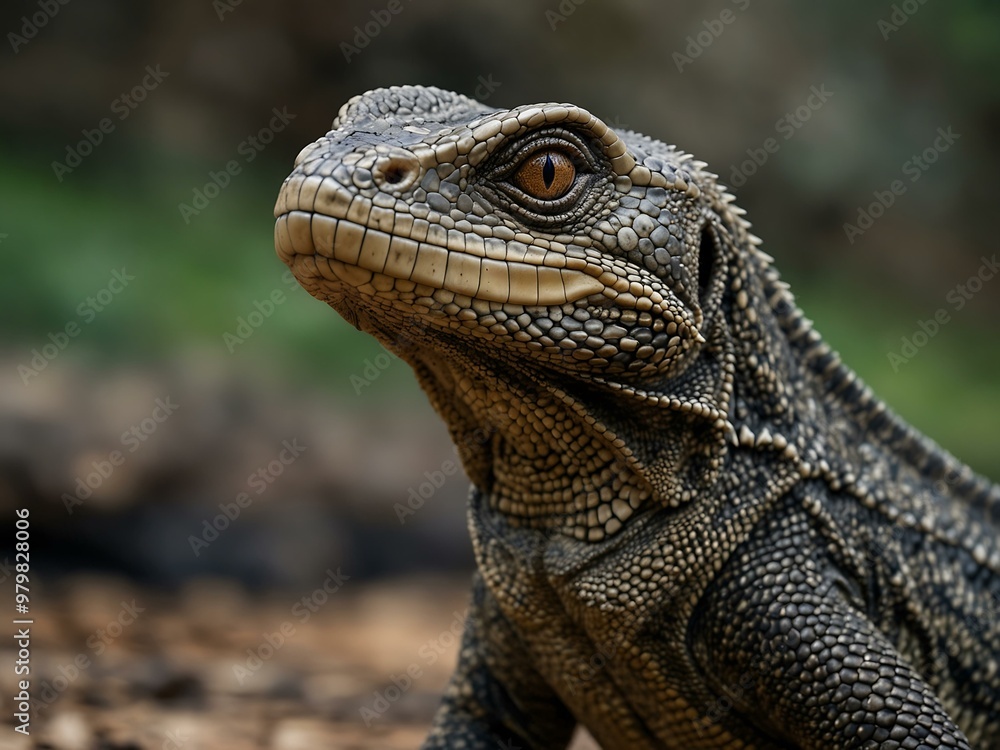 Portrait of a monitor lizard, full body view Portrait of a monitor lizard, full body view
