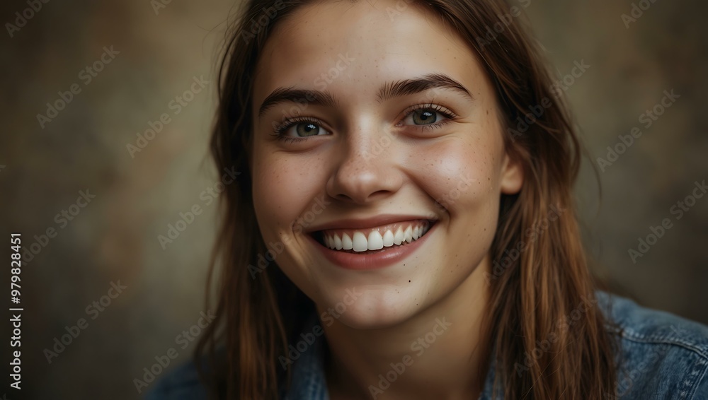 Portrait of a young woman with a big smile. Portrait of a young woman with a big smile.