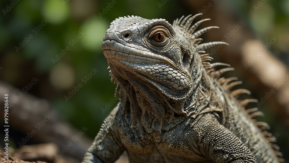 Portrait of an iguana, full body shot Portrait of an iguana, full body shot