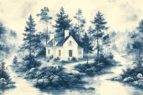 Wallpaper Mural elegant blue and white toile pattern featuring intricate pastoral scenes delicate brushwork vintage french style seamless repeat on textured fabric Torontodigital.ca