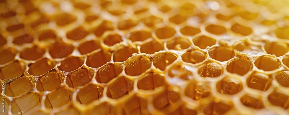 close-up of a honeycomb with amber hues, highlighting the intricate natural patterns. close-up of a honeycomb with amber hues, highlighting the intricate natural patterns.