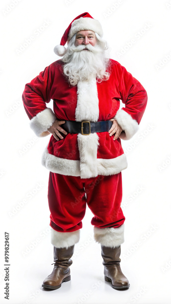 Full-length Santa Claus with his hands on his hips isolated on a white background. Full-length Santa Claus with his hands on his hips isolated on a white background.