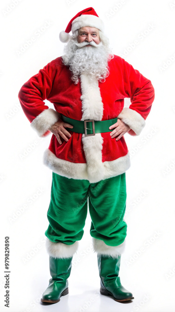 Full-length Santa Claus with his hands on his hips isolated on a white background. Full-length Santa Claus with his hands on his hips isolated on a white background.