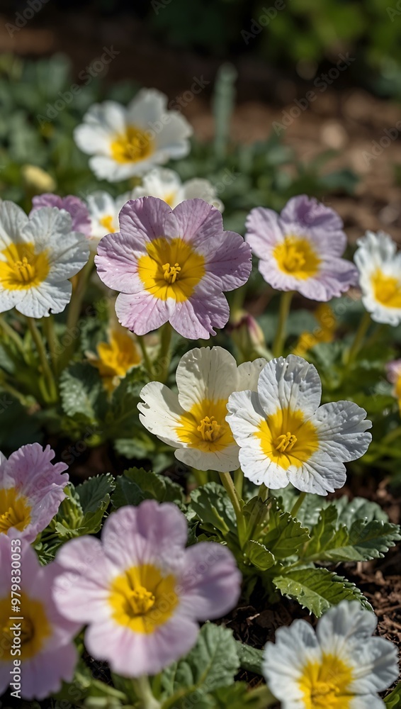 Primrose flowers in full bloom at the park. Primrose flowers in full bloom at the park.