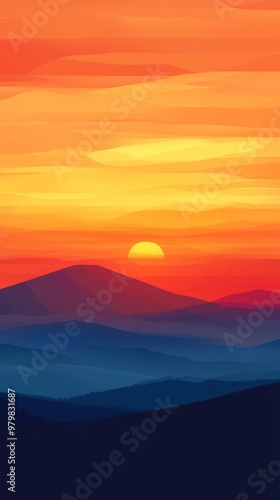 Wallpaper Mural Beautiful vibrant sunset over majestic mountain ranges with colorful sky, peaceful and serene landscape perfect for backgrounds or wallpapers. Torontodigital.ca