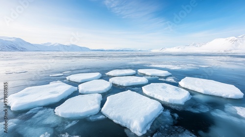 Arctic ice formations, extreme cold, frozen landscape. photo