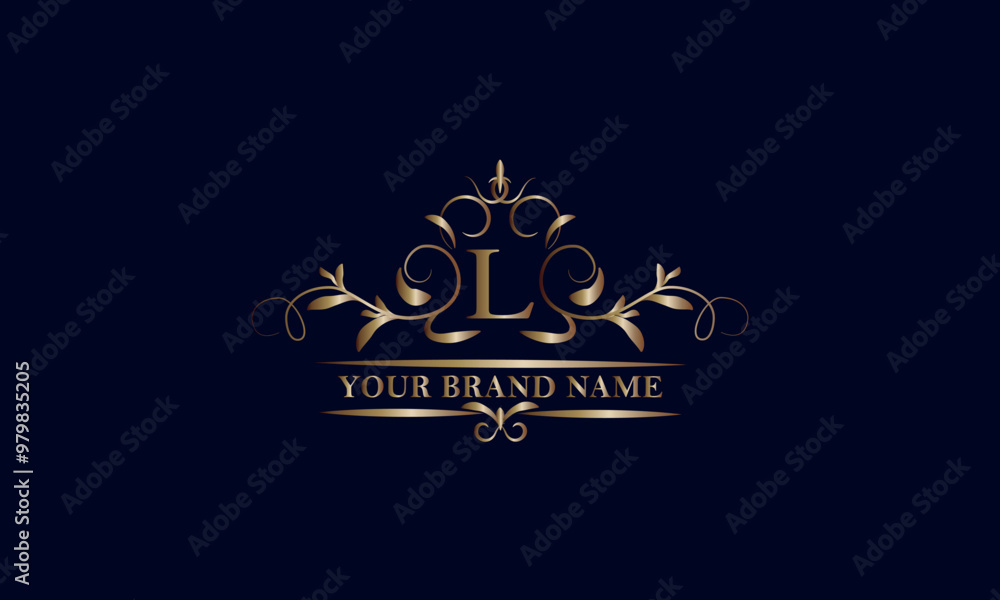 Elegant initial letter L monogram template. Exquisite illustration of company brand, emblem for restaurant, royalty, boutique, cafe, hotel, heraldic, jewelry, fashion. Elegant initial letter L monogram template. Exquisite illustration of company brand, emblem for restaurant, royalty, boutique, cafe, hotel, heraldic, jewelry, fashion.