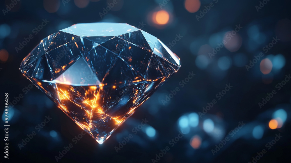 Diamond symbol in glowing polygonal style on dark blue. Luxury, value concept. Diamond symbol in glowing polygonal style on dark blue. Luxury, value concept.