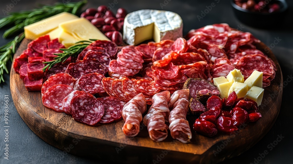 A beautifully arranged charcuterie board with meats and cheeses in the shape of a heart, perfect for a romantic picnic A beautifully arranged charcuterie board with meats and cheeses in the shape of a heart, perfect for a romantic picnic
