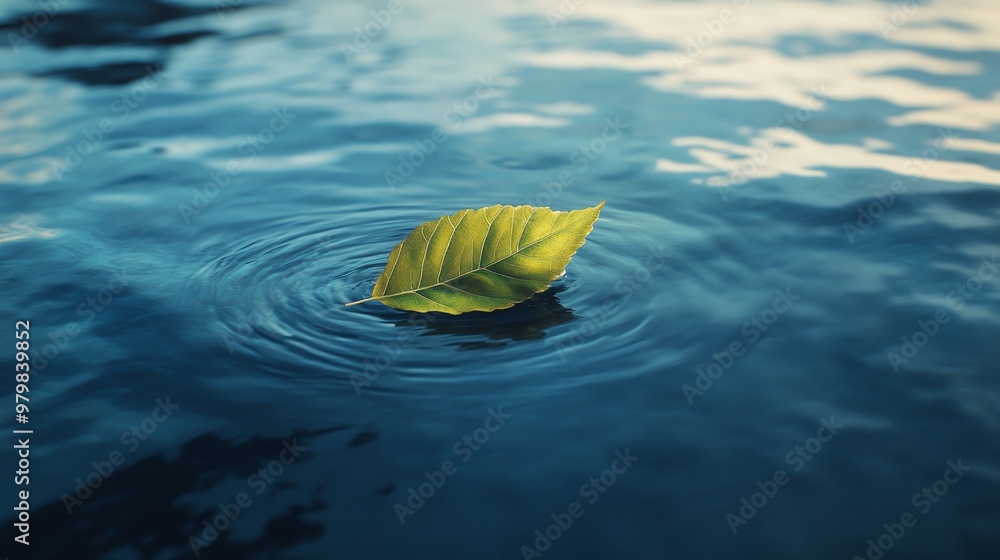 Leaf on Serene Water Surface - 8K Photorealistic Leaf on Serene Water Surface - 8K Photorealistic