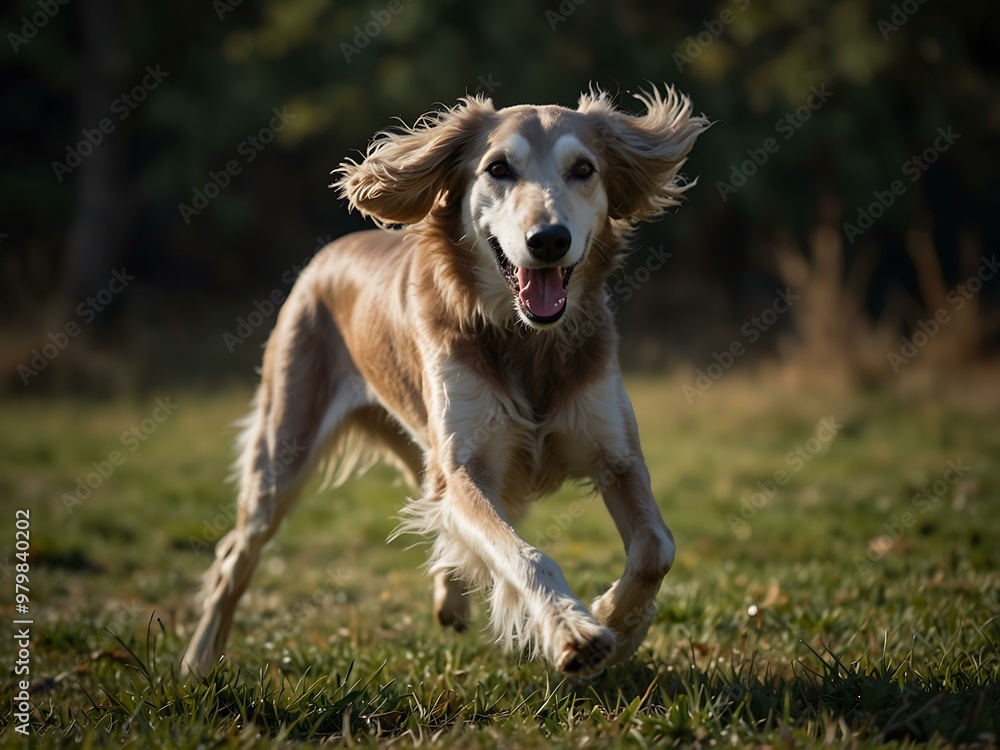 Saluki dog in motion