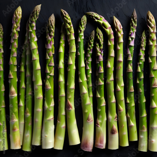 Asparagus on a black background