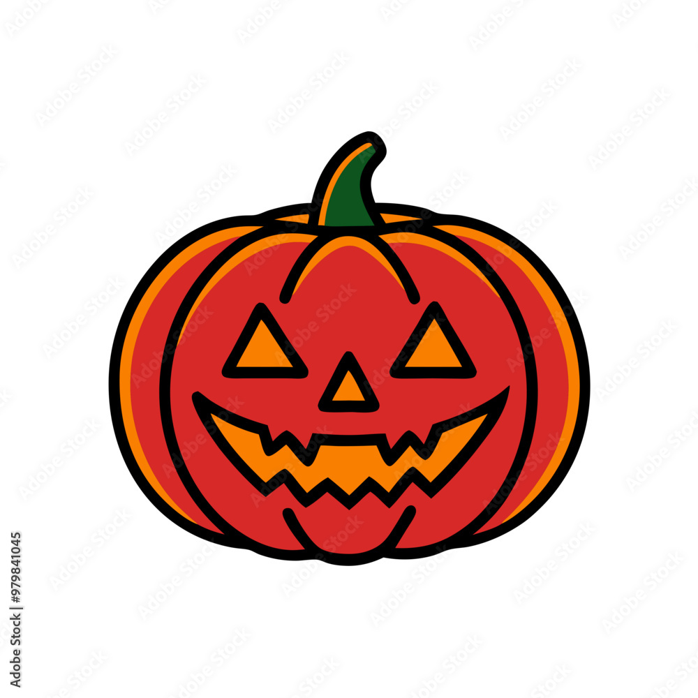 A pumpkin with a smiley face drawn on it. The pumpkin is orange and has a green stem A pumpkin with a smiley face drawn on it. The pumpkin is orange and has a green stem