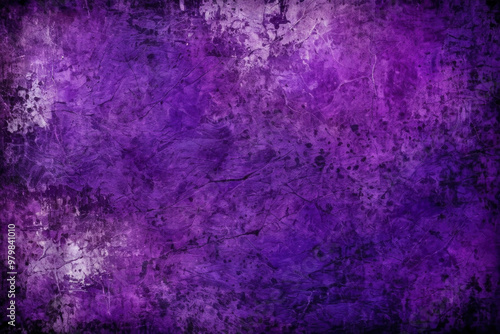 Vivid grunge purple texture with worn appearance and darkened edges, abstract contemporary background. For modern art, decoration, banner, Halloween design, artistic application, advertising, backdrop