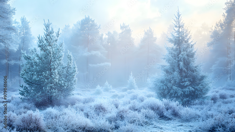 Frosty Pines in a Forest Clearing Frosty Pines in a Forest Clearing