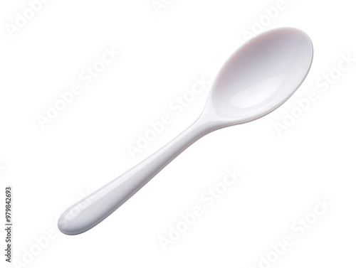 White cereamic spoon isolated on transparent background