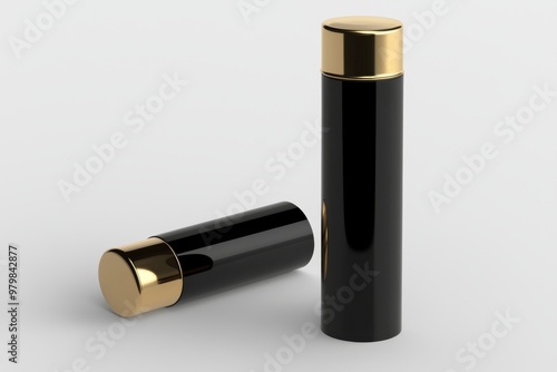 3D render illustration of a multifunctional lip balm container with twist bottom and top cap. photo