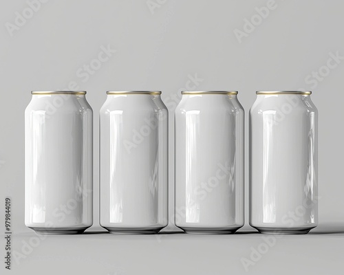 Imagining a blank metallic can with shrink wrap as a template, 3D render. photo